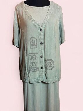 Vintage Light Blue Dress & Vest Set